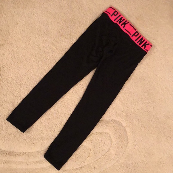 Pink Victoria Secrets slim fit yoga pants with barbiecore pink stretch waist - Picture 3 of 16
